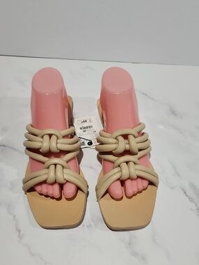 Zara  Flat Tan Rope Design Sandals